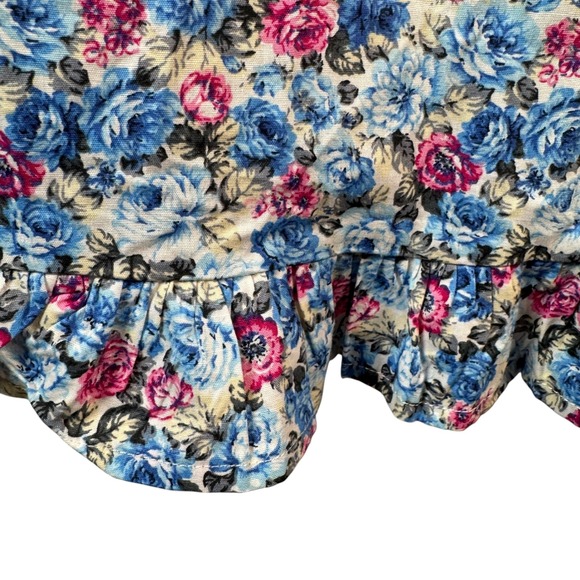 Nasty Gal Floral‎ Puff Sleeve Ruffle Hem Mini Dress Blue Pink Women's 6 NWT - Picture 7 of 11